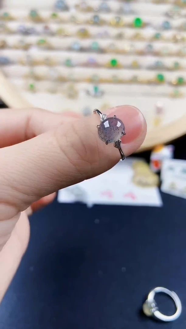 翡翠戒指银S925镶嵌123849