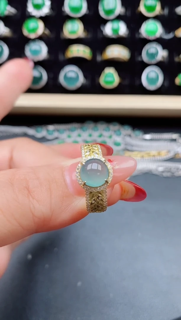 【闪购商品】翡翠戒指银S925镶嵌085805