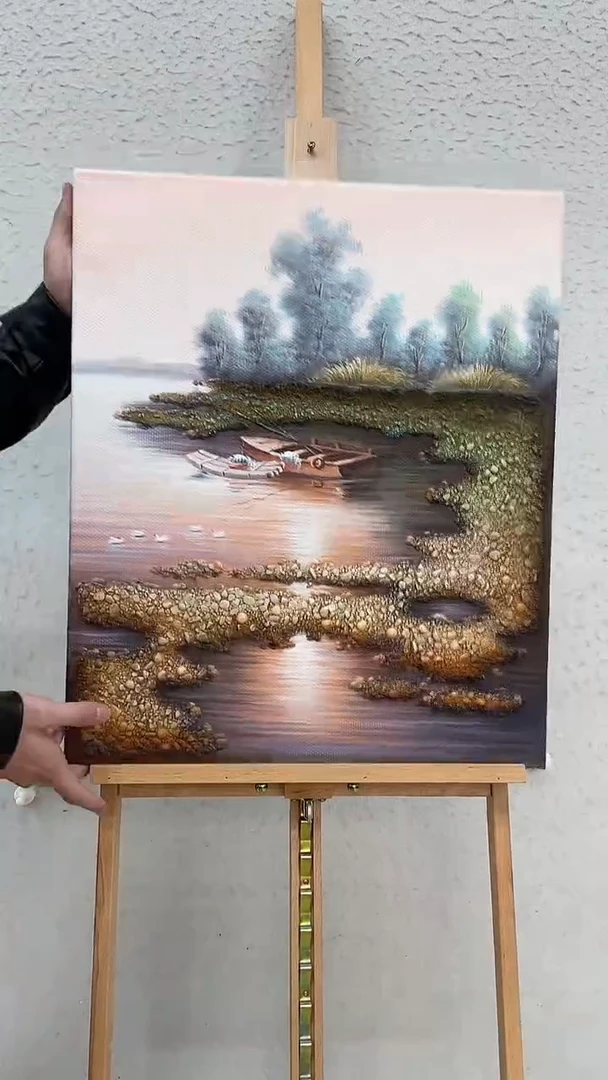 油画石子画-油画麻布-约 50-60厘米-13
