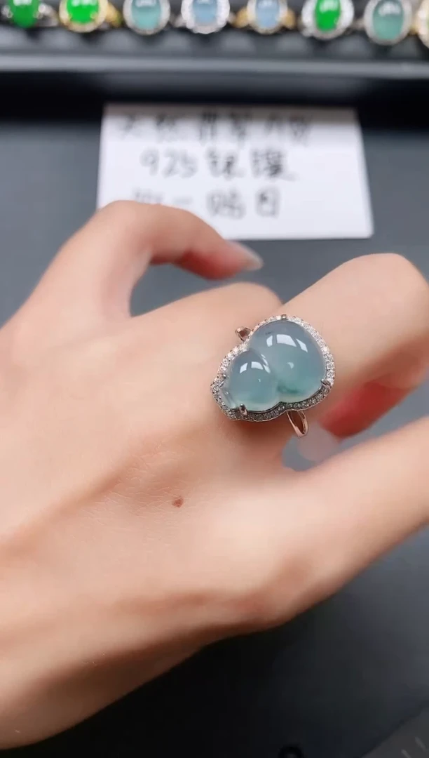 翡翠戒指银S925镶嵌1111