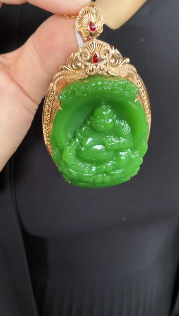 【闪购商品】和田玉吊坠18K金镶嵌多样性发一Z