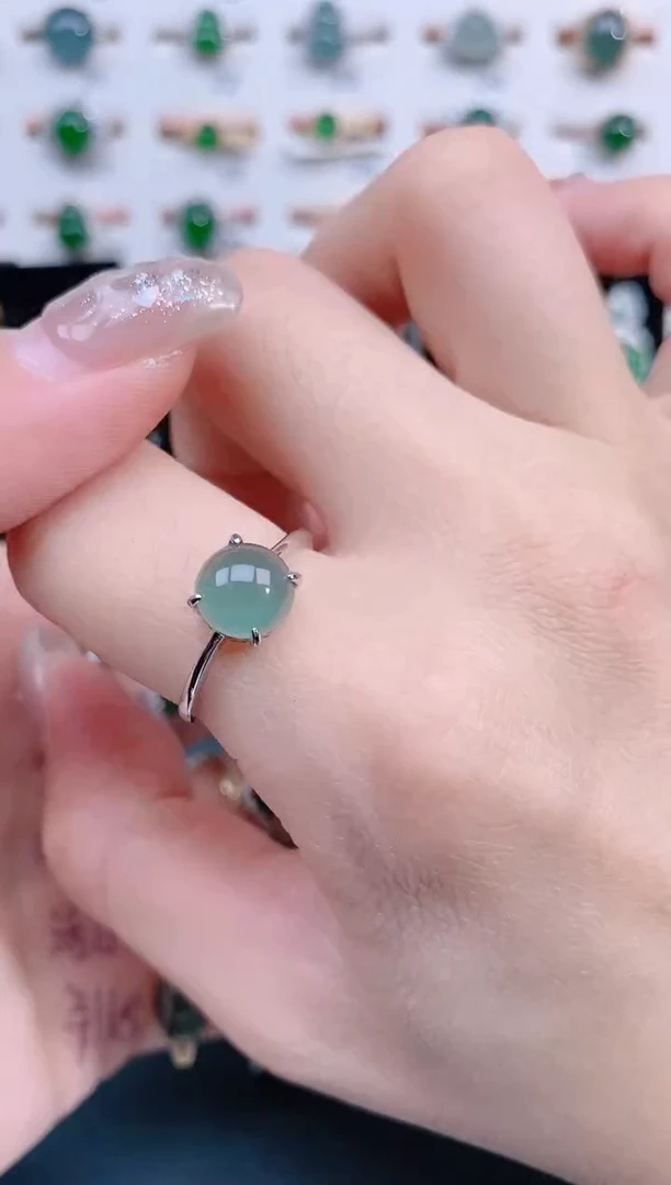 银S925镶嵌戒指翡翠天然翡翠