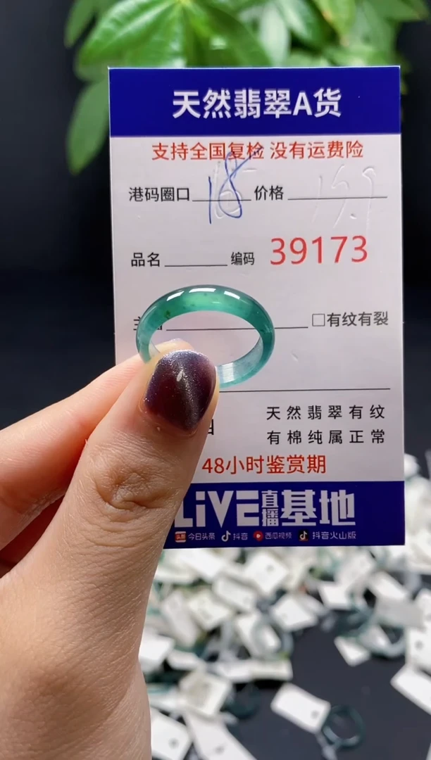 翡翠戒指未镶嵌天然翡翠戒圈9173