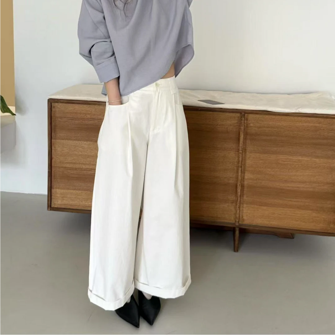 【香姐推荐】【55074】春季时尚新款半松紧阔腿休闲裤百搭显瘦167以下