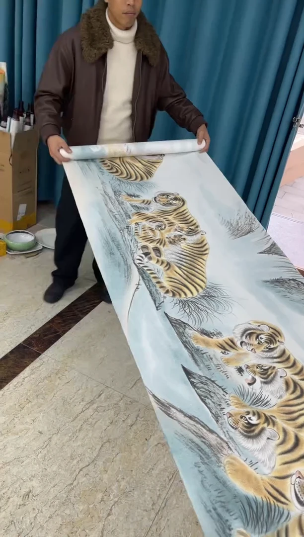 国画田博涛百虎图