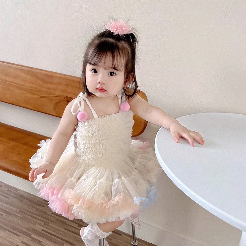 【Bao Bao】春夏梦幻冰淇淋毛球吊带凸凸裙03