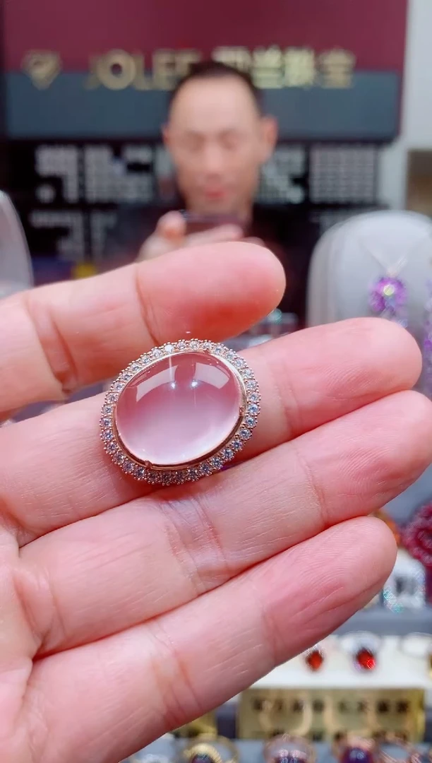 银S925镶嵌戒指芙蓉石蝶*芙蓉石戒子