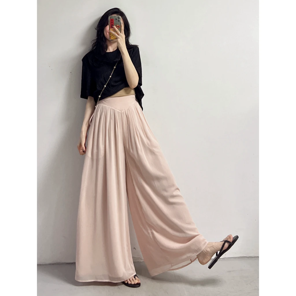【慵懒气质】春夏新款裙裤设计感高腰裙女阔腿裤子拖地裤LY