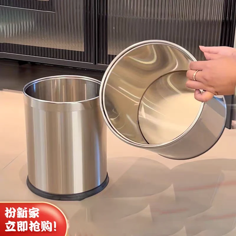 高端304不锈钢垃圾桶厨房客厅酒店商用餐厅厕所卫生间办公室
