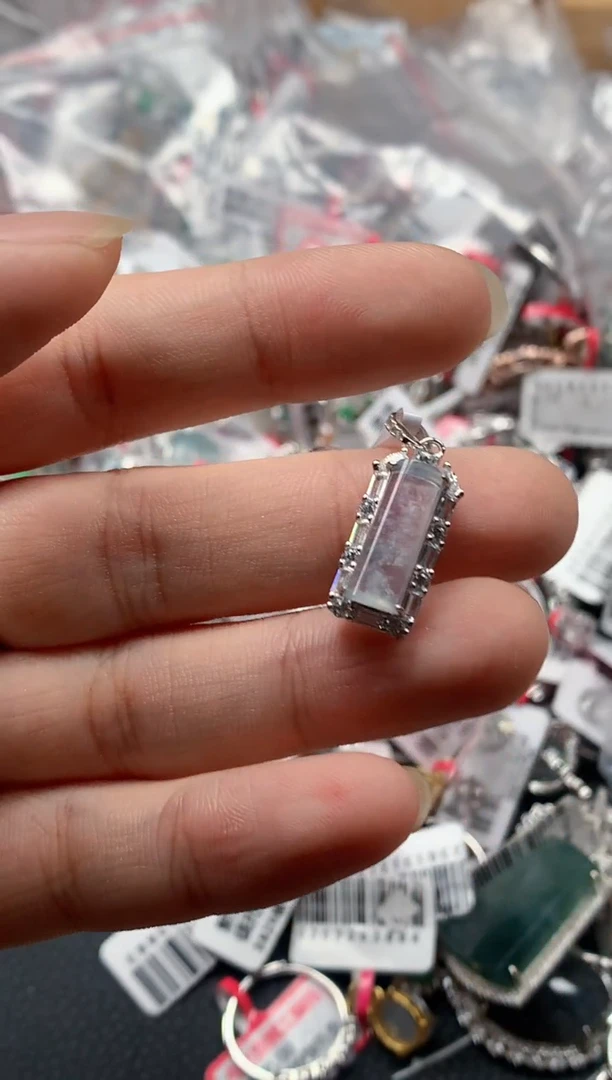 银S925镶嵌戒指翡翠天然A货缅甸翡翠