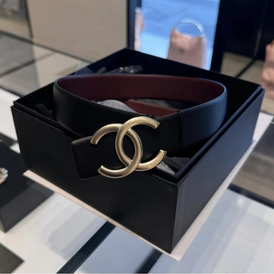 未使用 Chanel/香奈儿 汤/TP031956/金色双C扣 双面腰带 3cm