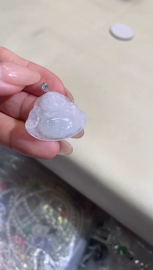 翡翠18K金镶嵌吊坠(不含链)佛公