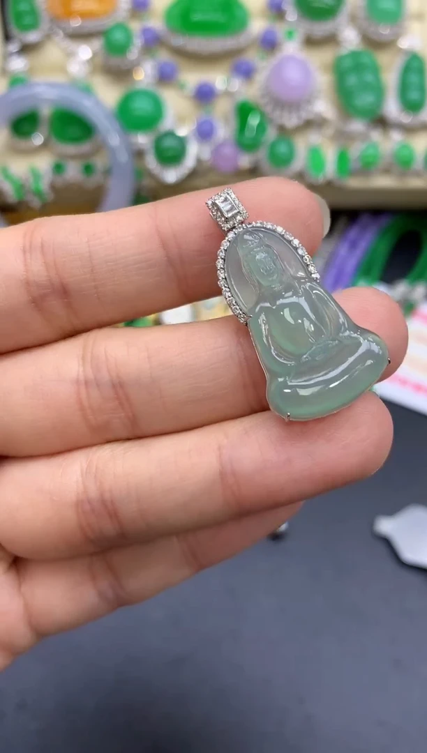 颈饰18K金镶嵌翡翠283-中国好珍宝