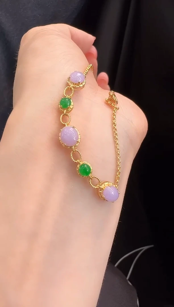 18K金镶嵌手链翡翠手链