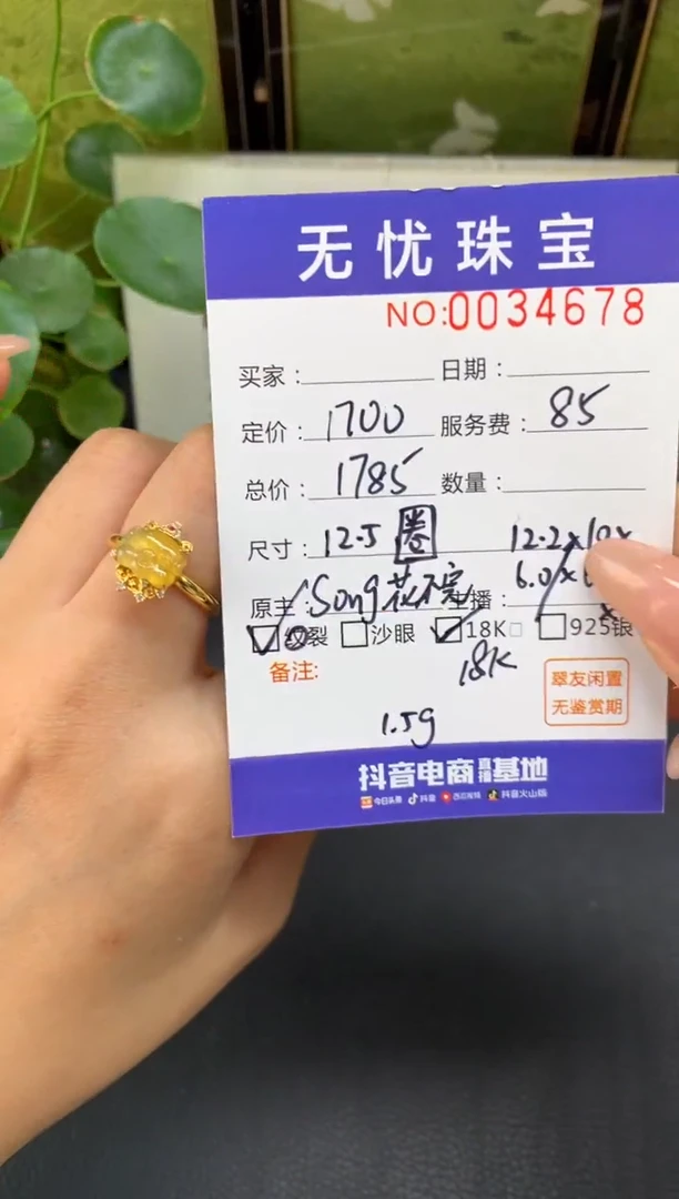 18K金镶嵌定制翡翠右**麻E865