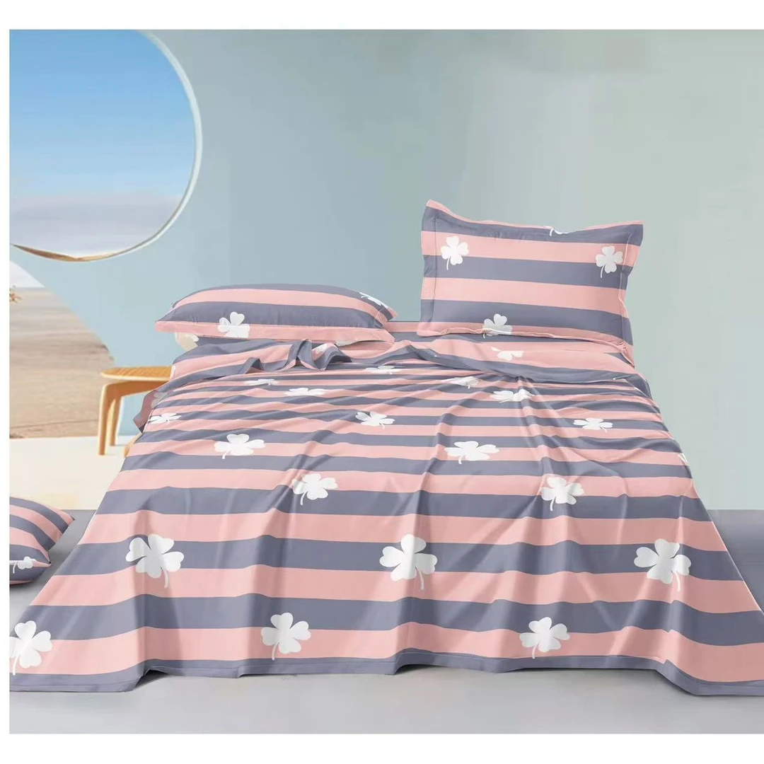 [四叶草-粉]加厚纯棉全棉竹小棉床品布料棉布布料全棉床单