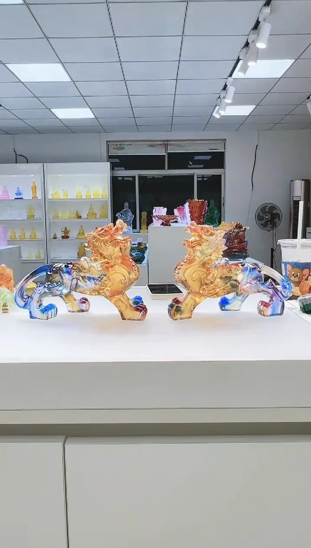 手工艺品琉璃古法琉璃一对貔貅