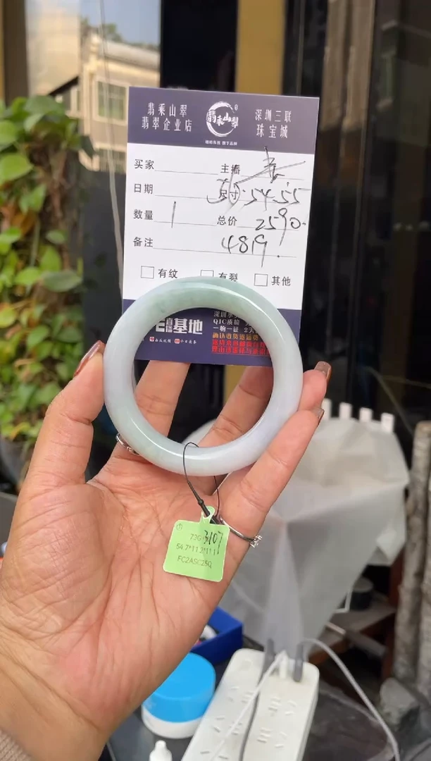 未镶嵌手镯翡翠C 54-55圆条 4819