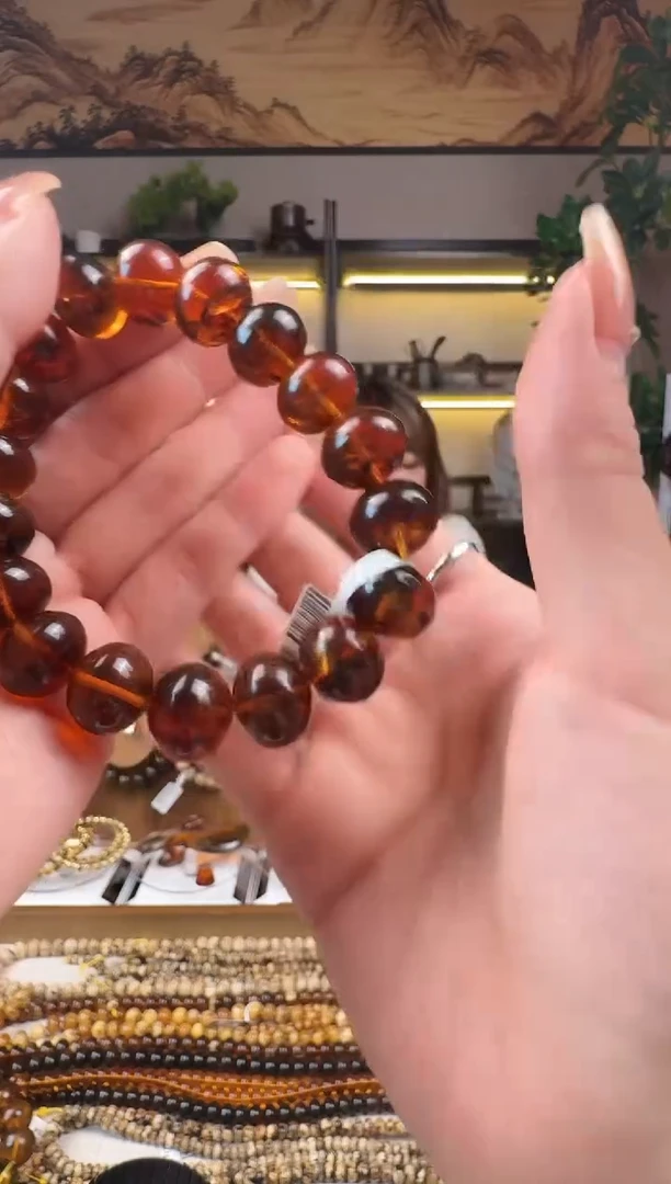 未镶嵌琥珀手串抚顺琥珀   植物琥珀  14m手串