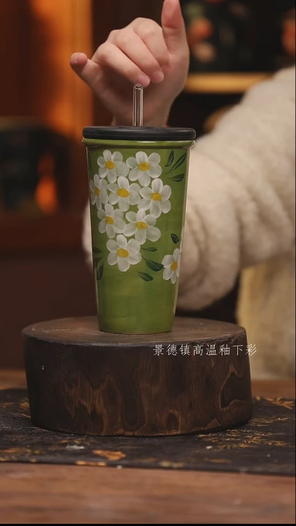 陶瓷景德镇高温釉下手绘陶瓷@L107@