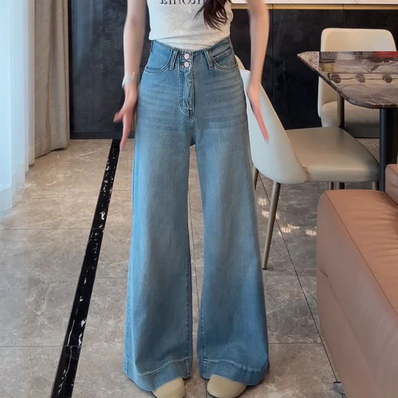 高分牛仔~2025春季新款高腰显瘦A字牛仔裤LK2501752