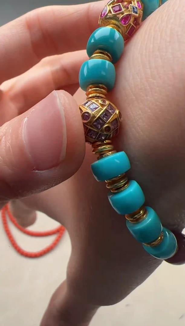 【闪购商品】绿松石手串手串18K金镶嵌手串手串