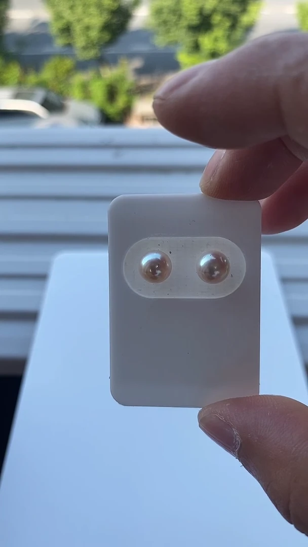 银S925镶嵌耳饰海水珍珠海水akoya珍珠耳饰7-8mm