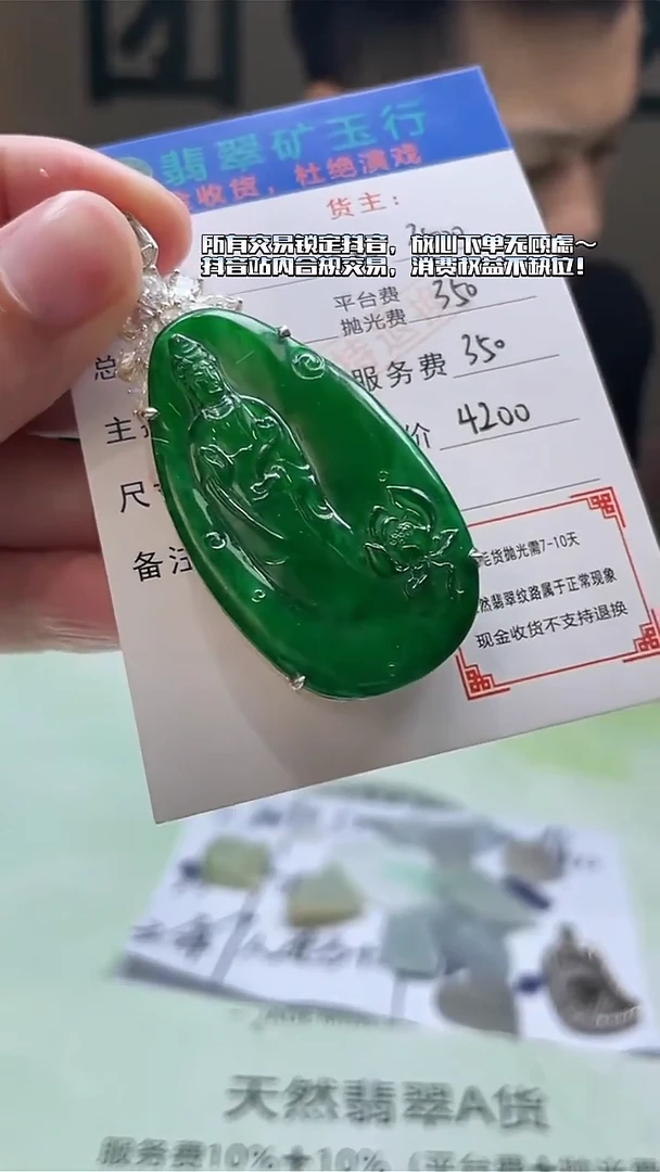 颈饰银S925镶嵌翡翠杨***g净货