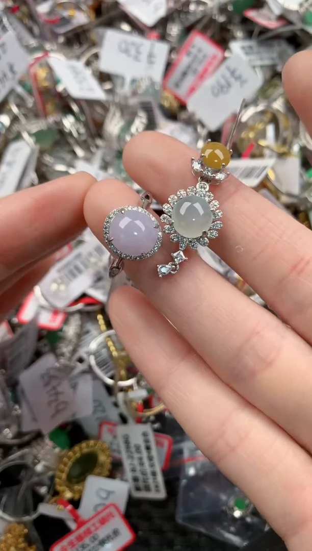 银S925镶嵌戒指翡翠111             4