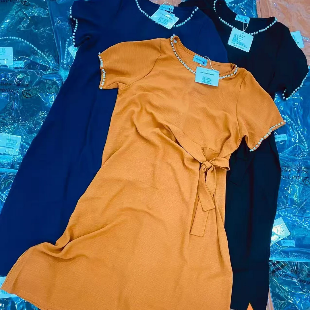 9541-C-重工钉珠自带收腰大码冰感连衣裙大码女装100-210斤