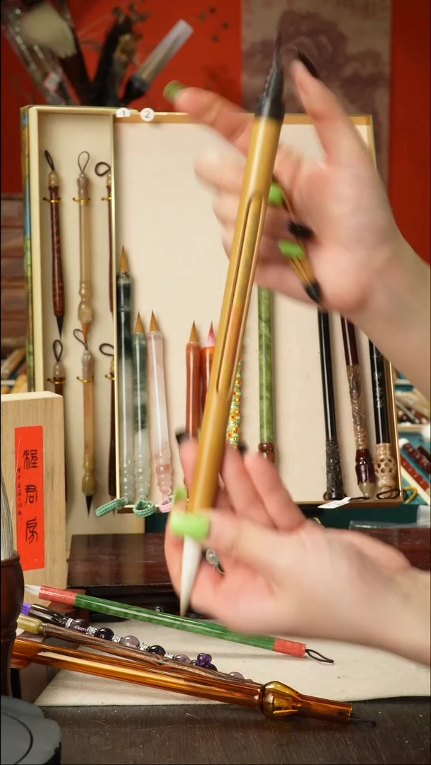 孤品高货毛笔链接 清水试笔 蘸墨不退