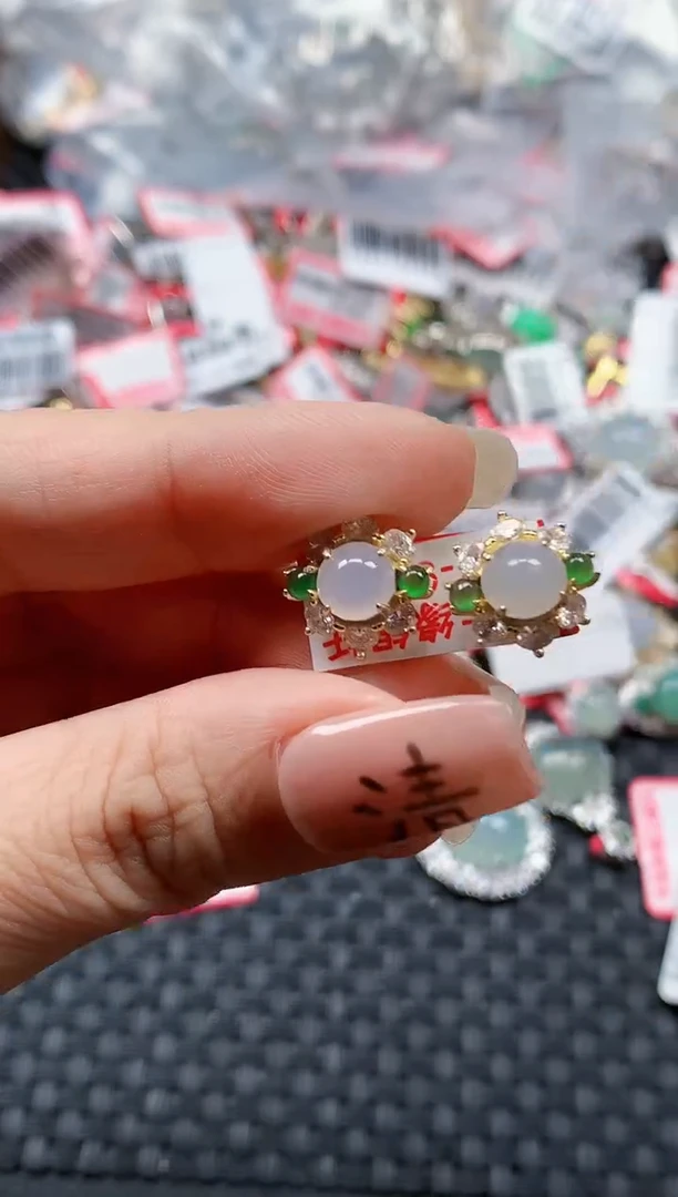 银S925镶嵌戒指翡翠天然A货缅甸翡翠