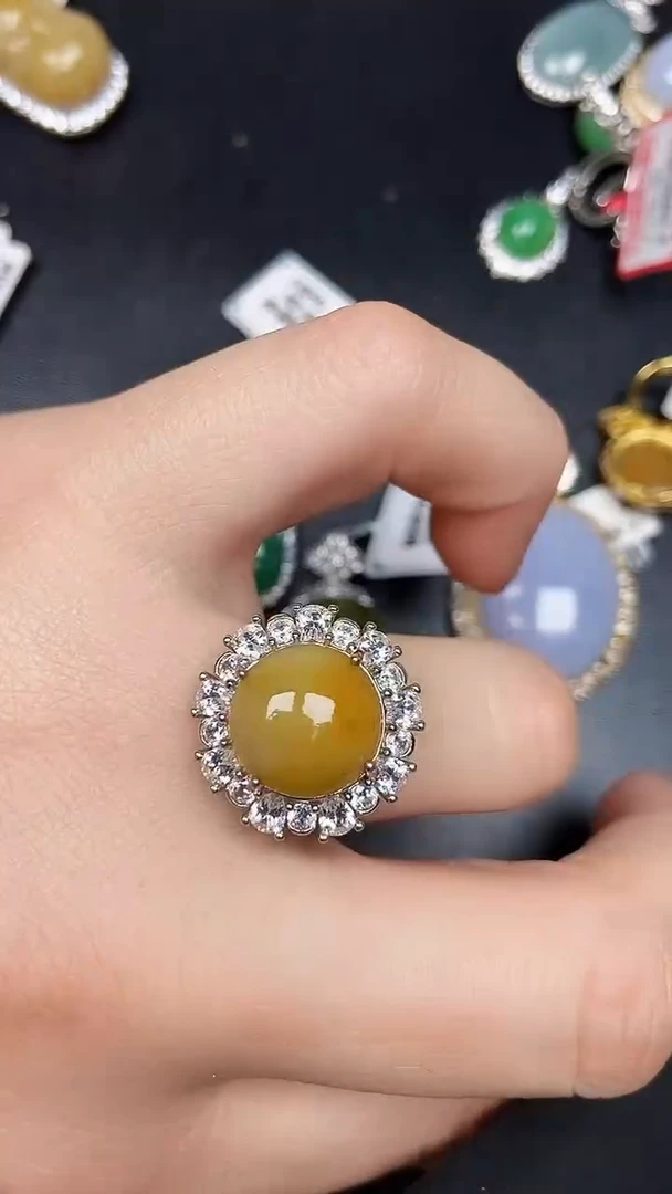 银S925镶嵌戒指翡翠3430