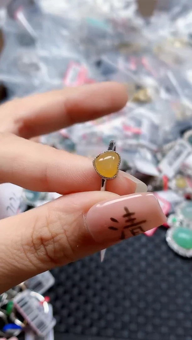 银S925镶嵌戒指翡翠天然A货缅甸翡翠