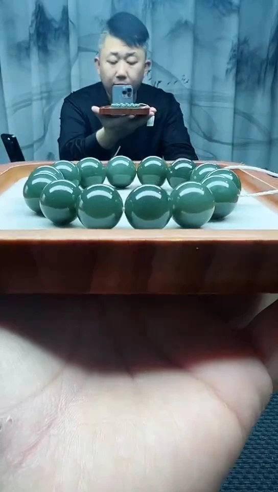 未镶嵌手串和田玉且末正蓝卡16纯天然拍一发一