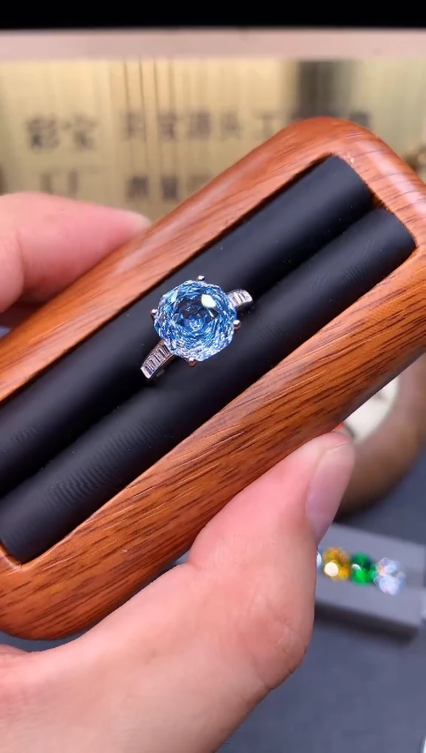 海蓝宝石戒指银S925镶嵌6542