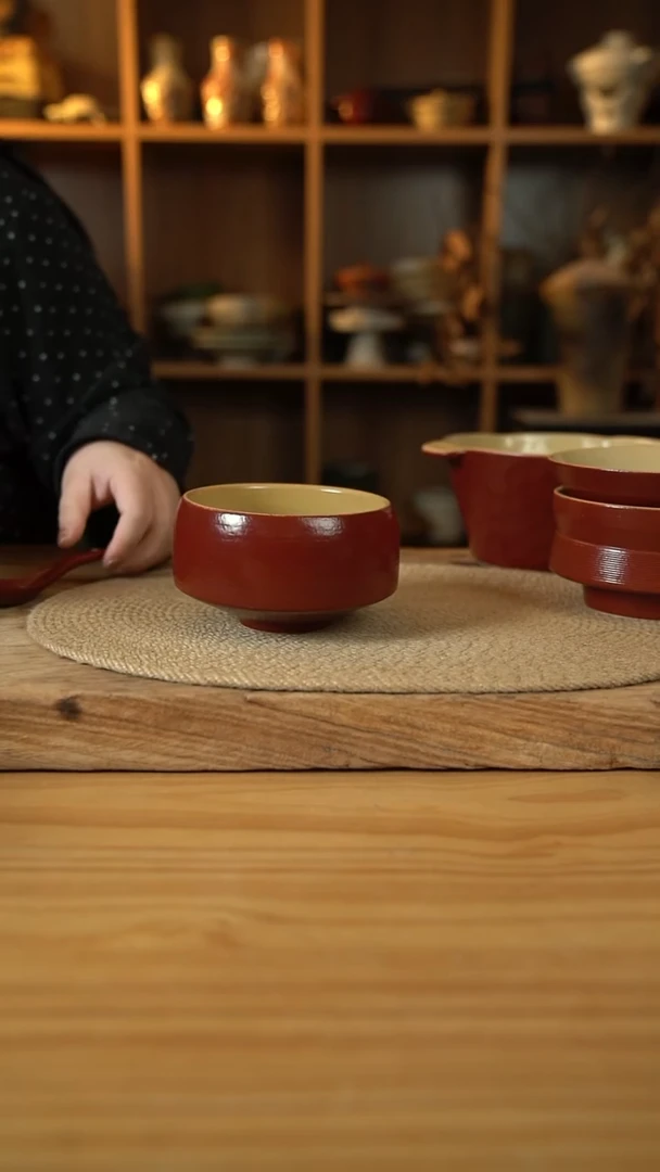 复古红系列的钵钵米饭碗1个