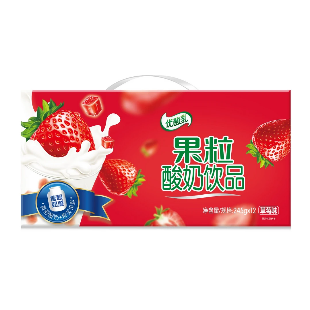 伊利果粒优酸乳草莓/黄桃/芒果245g*12瓶奶