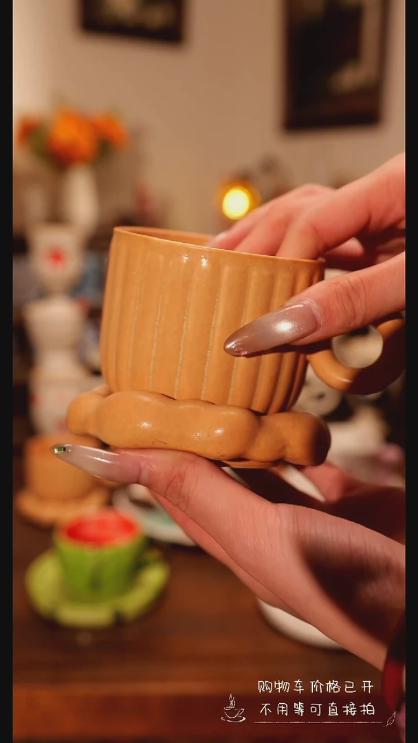 陶瓷便携款粗陶手作杯碟