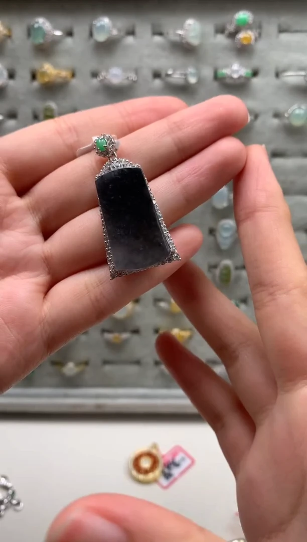 银S925镶嵌戒指翡翠吊坠3