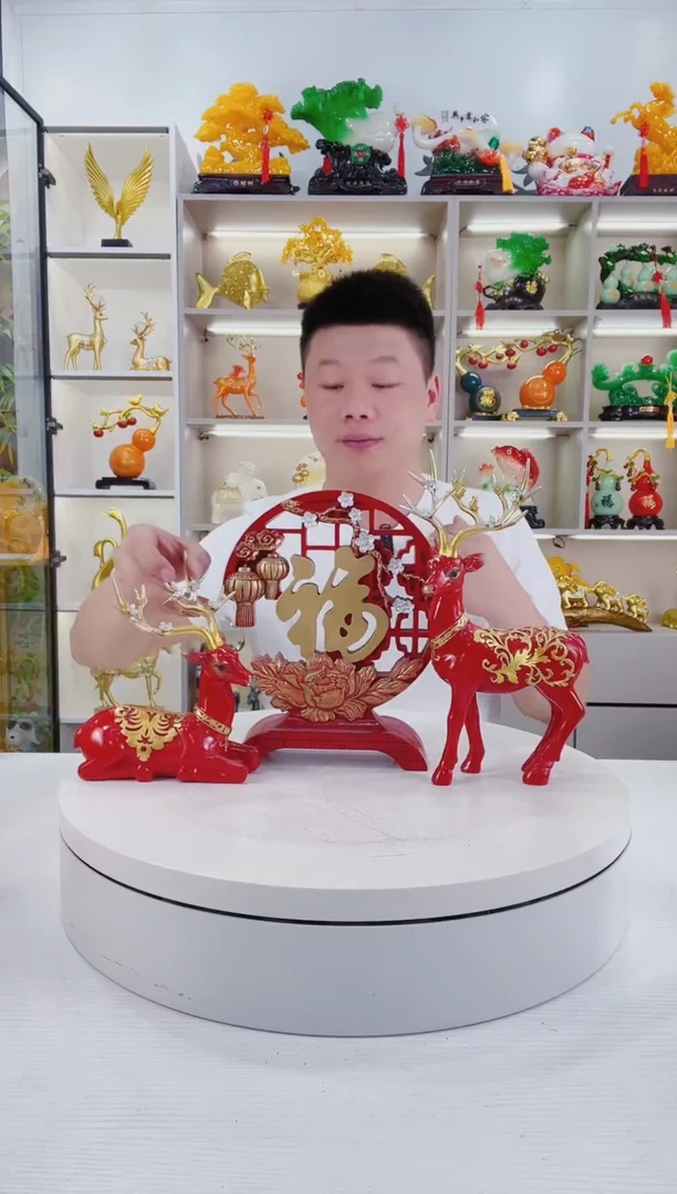 摆件红色福禄三件套摆件