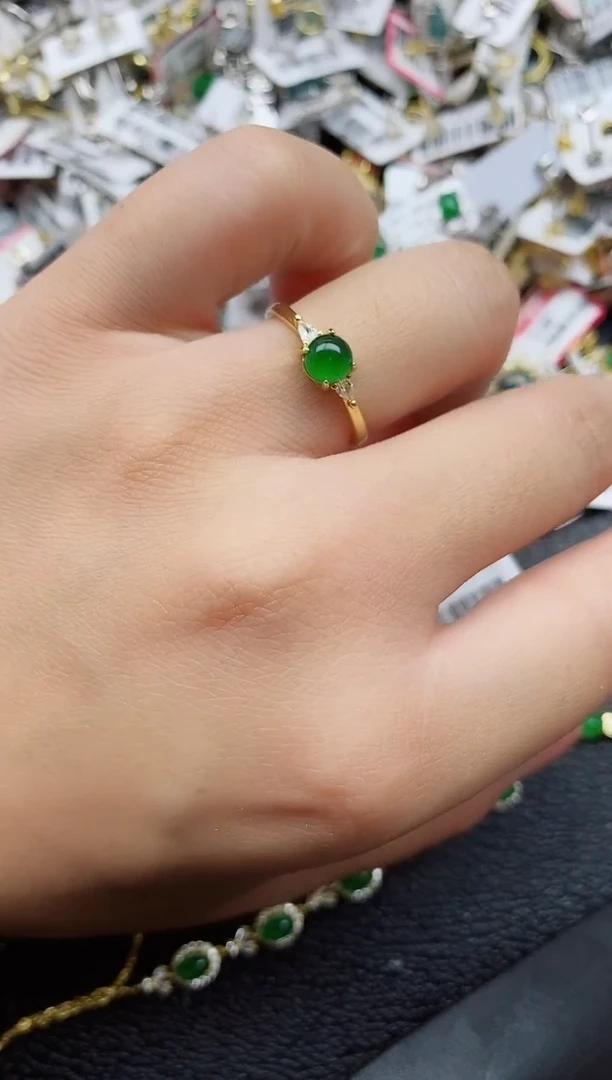 银S925镶嵌戒指翡翠1