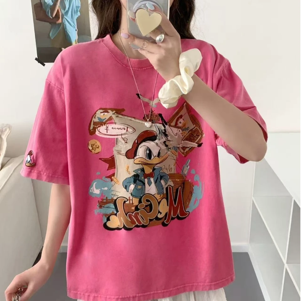 纸袋家夏季新款「230克重工复古印花卡通鸭短袖」09033时尚休闲T恤