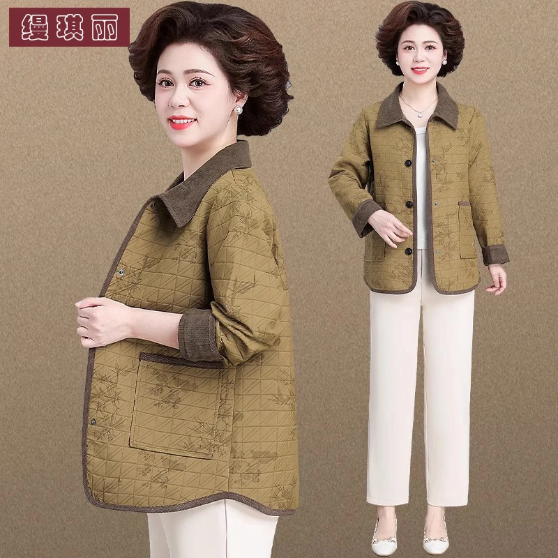 50多岁妈妈春装外套洋气中老年人风衣女短款小个子奶奶装春秋夹克