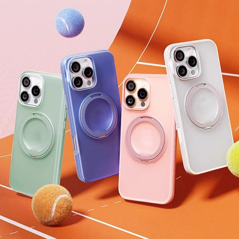 小图360度旋转支架肤感磨砂适用苹果iphone16ProMax磁吸手机壳15