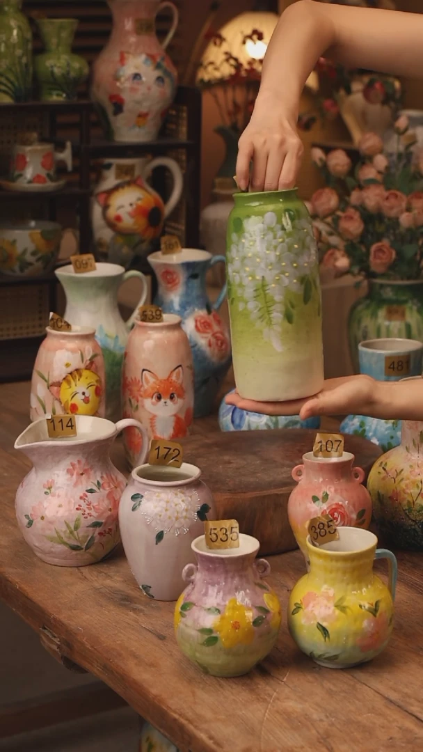 陶瓷景德镇设计师手作花器摆件侘寂风367