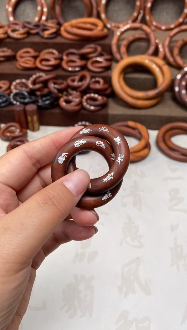 木枣木老料小圈镶银五雷五路全品