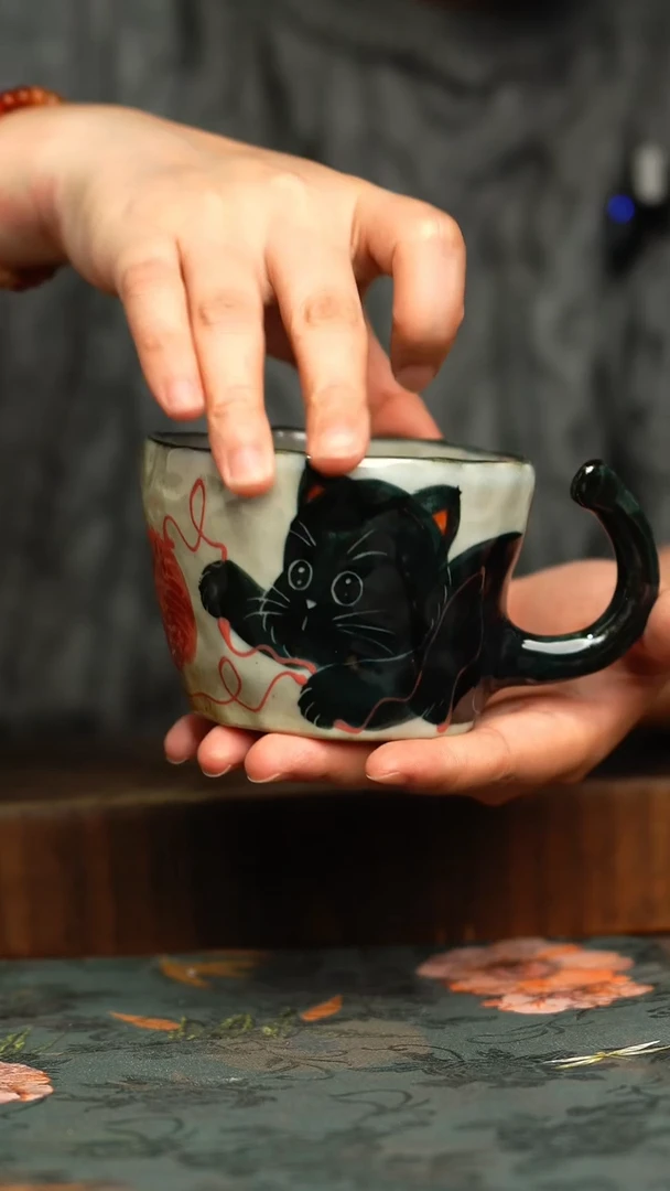 杯釉下彩手工手绘同款陶器