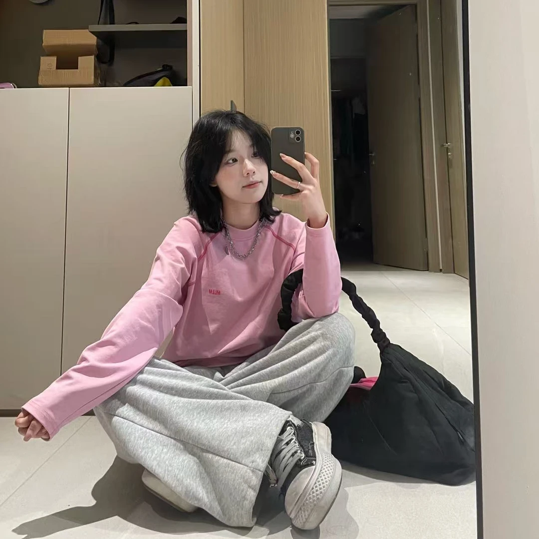 【小蔡专属】MLLM速干7A抗菌冰感凉皮运动长袖宽松圆领潮流T恤8106