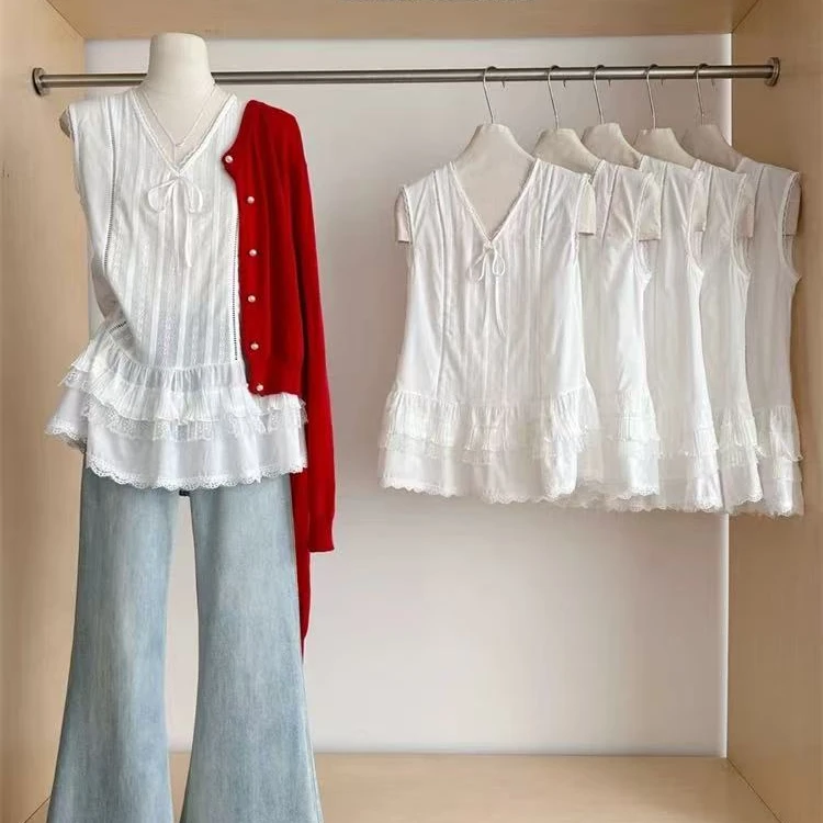 189-领氛围感叠穿无袖背心女2025春夏款蝴蝶结设计小众吊带小衫